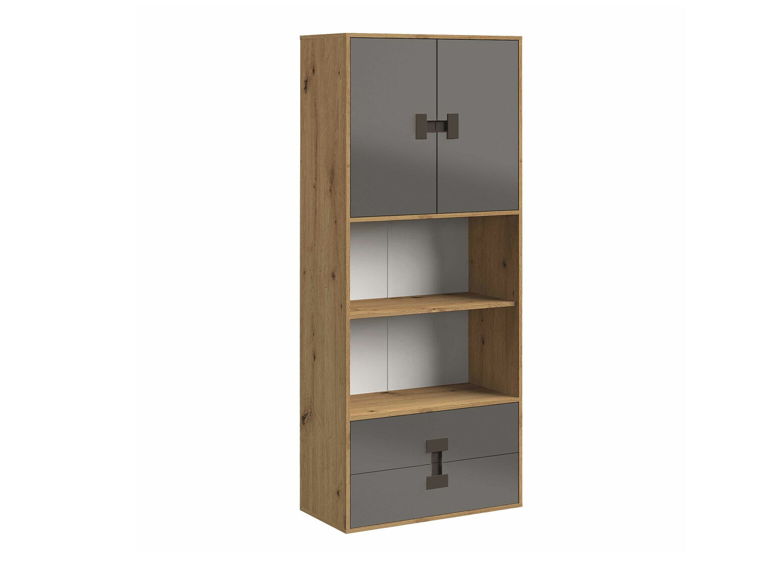 Regal Florevi 112 (Glanzgrau + Artisan-Eiche)