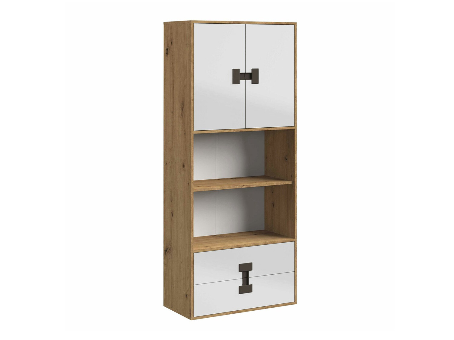 Regal Florevi 112 (Weiss glänzend + Artisan-Eiche)