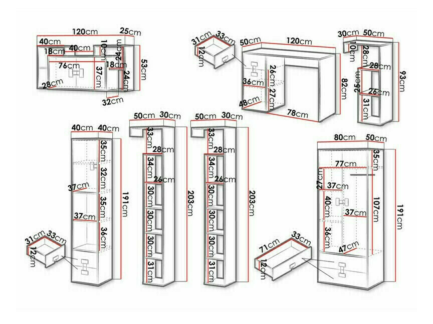 Büro-Set Florevi 104 (Glanzgrau + Artisan-Eiche)