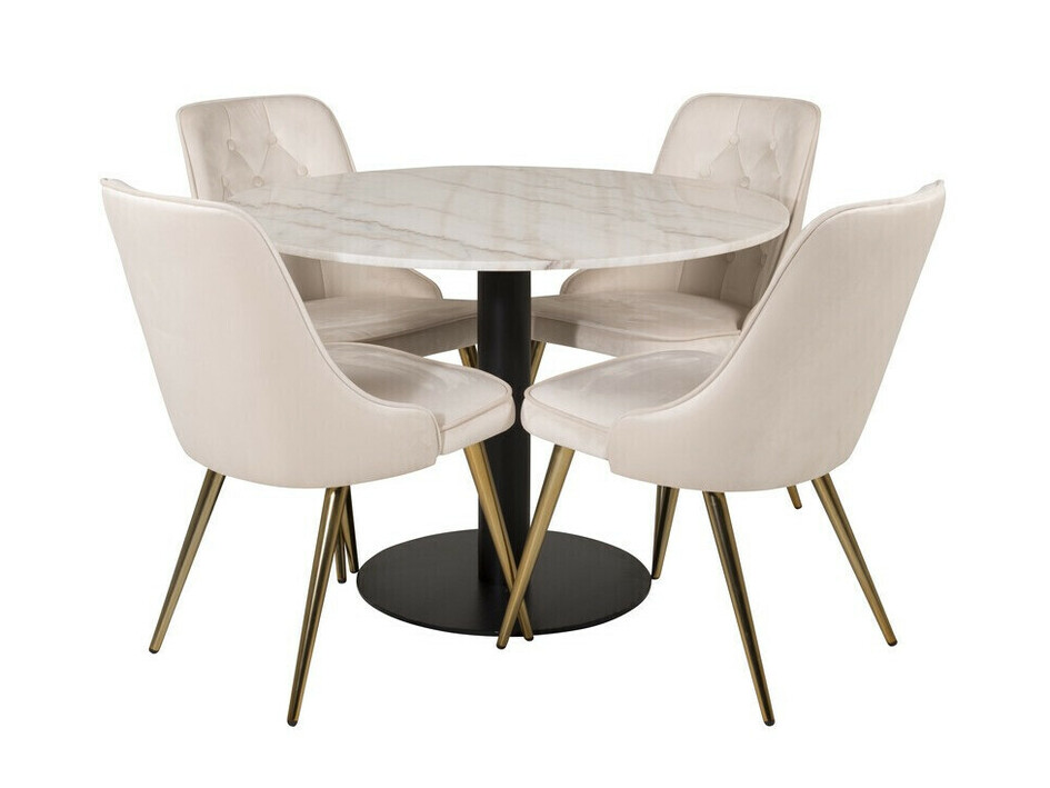 Essgruppe Dallas 2570 (Beige + Messing)
