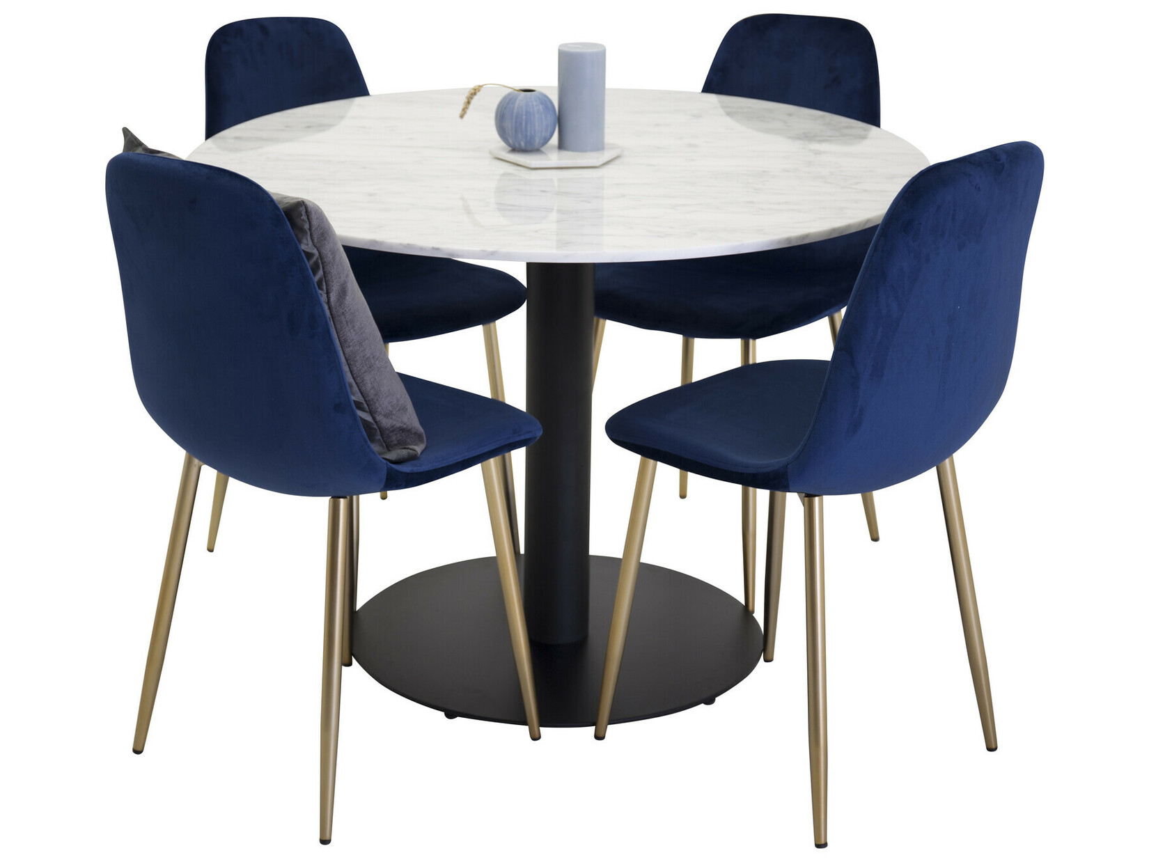 Essgruppe Dallas 2628 (Weisser Marmor + Schwarz)