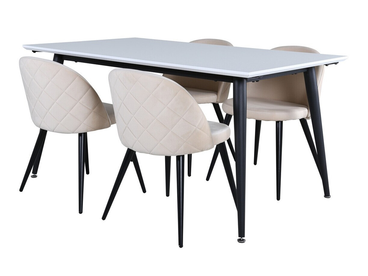 Essgruppe Dallas 2738 (Cremefarben + Schwarz)