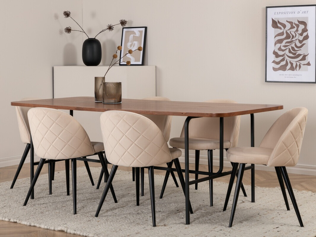 Essgruppe Dallas 2785 (Cremefarben + Schwarz)