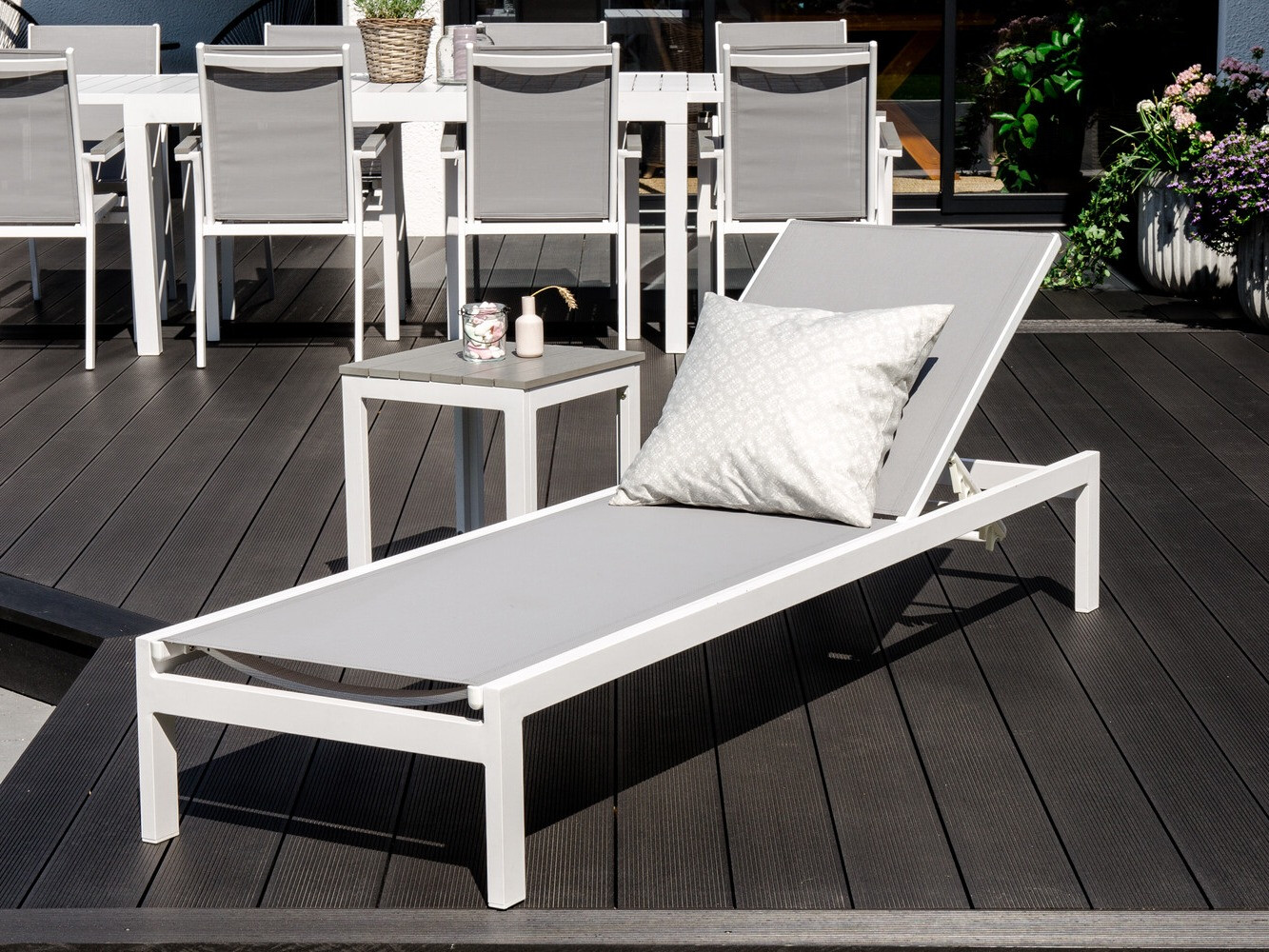Garten-Loungesessel Dallas 2314 (Weiss + Grau)