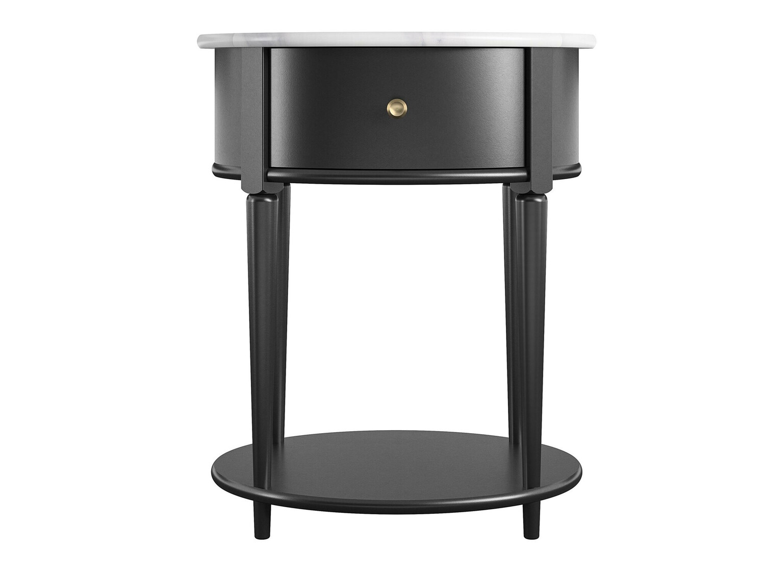 Beistelltisch Tulsa 233 (Schwarz + Weisser Marmor)