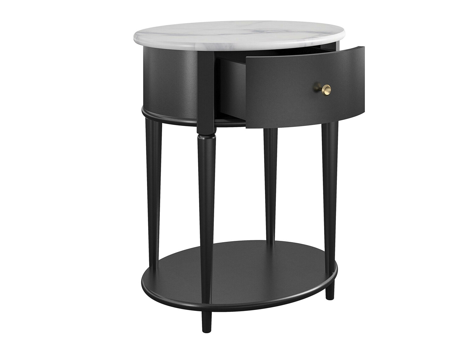 Beistelltisch Tulsa 233 (Schwarz + Weisser Marmor)