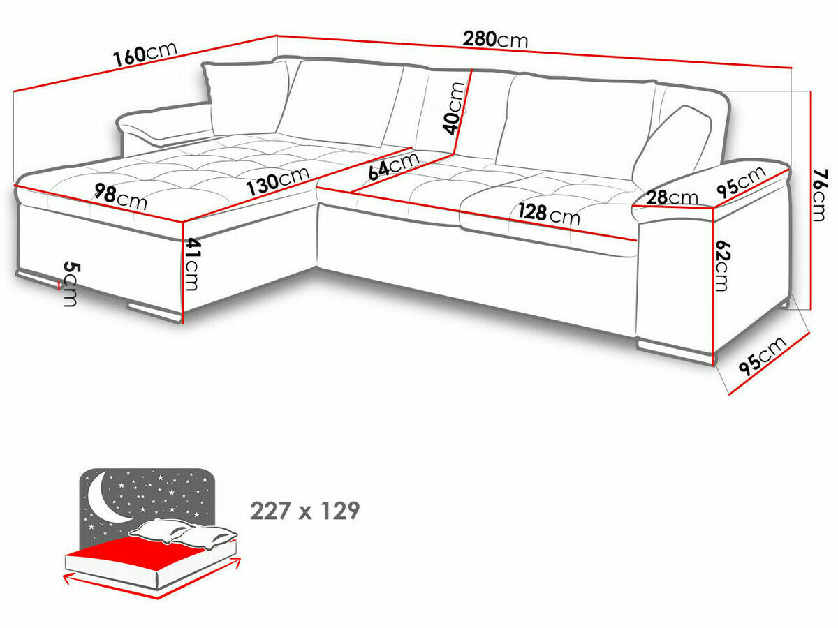 Ecksofa Comfivo 107 (Miu 2034 + Miu 2041)