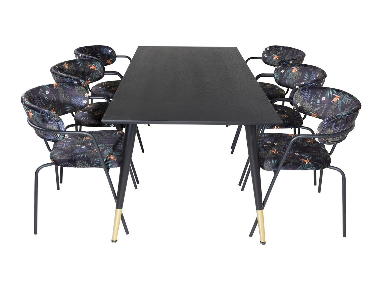 Essgruppe Dallas 1258 (Geblümtes Muster + Schwarz)