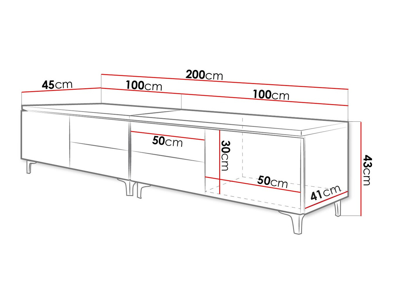 TV-Möbel Hortus I (Weiss + Weiss glänzend)