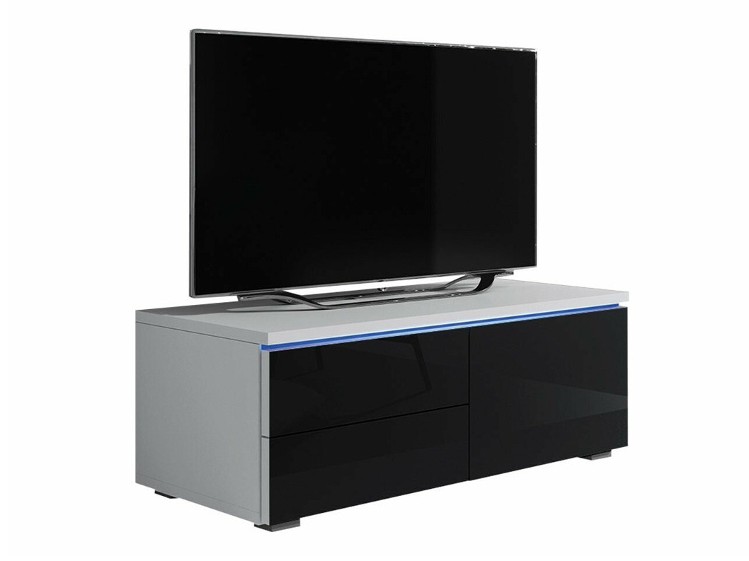 TV-Möbel Uva VI (Weiss + Schwarz glänzend)