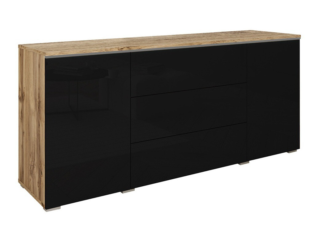 Kommoden Mirfivo 102 (Wotan Eiche + Schwarz glänzend)