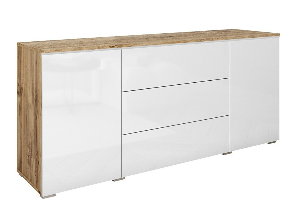 Kommoden Mirfivo 102 (Wotan Eiche + Weiss glänzend)