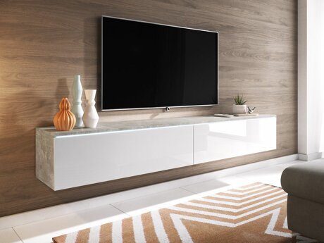 TV-Möbel Sarasota 121 (Beton + Weiss glänzend)