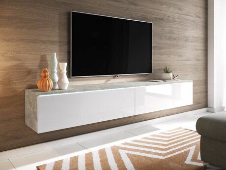 TV-Möbel Sarasota 121 (Beton + Weiss glänzend)