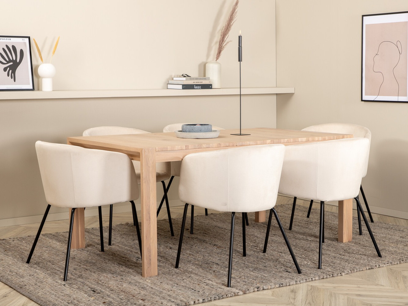 Essgruppe Dallas 2955 (Beige + Schwarz)