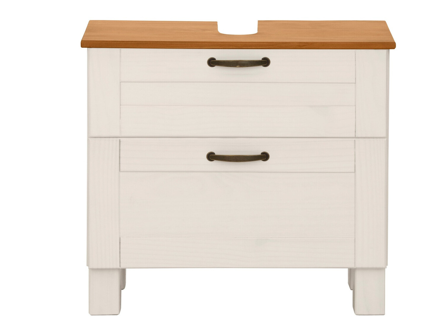 Stehender Badezimmerschrank für ein Waschbecken Ophlevu 102 (Weiss + Eichenholzoptik Honig)