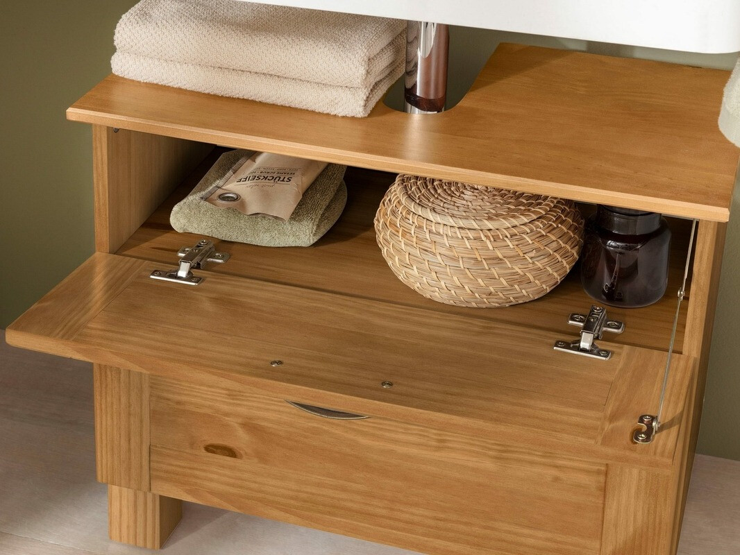 Stehender Badezimmerschrank für ein Waschbecken Ophlevu 102 (Kiefernholzoptik)