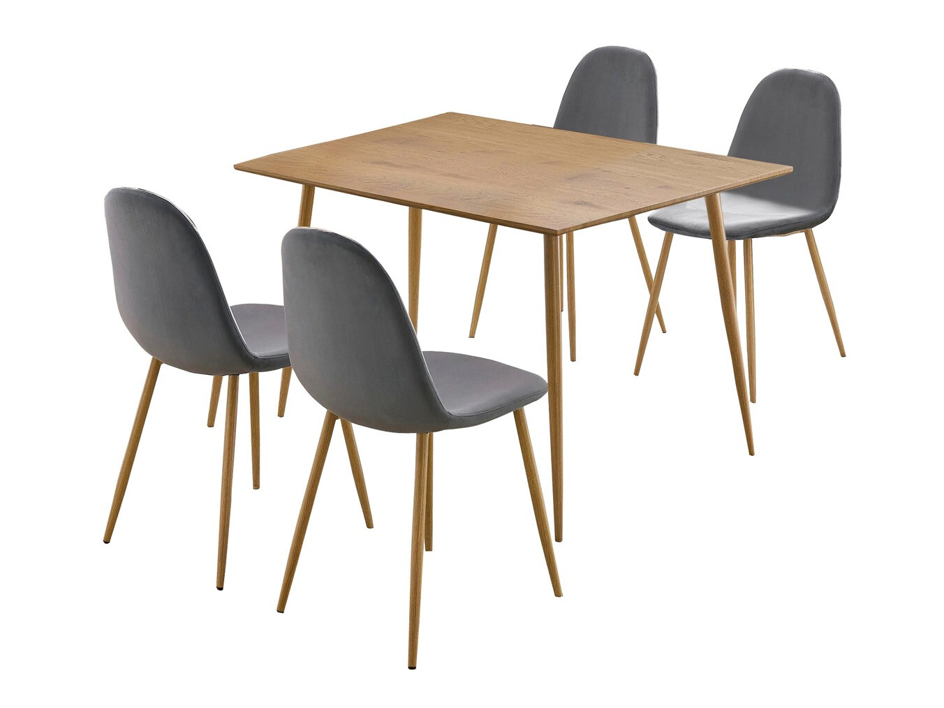 Essgruppe Denton 764 (Grau + Eichenholzoptik)