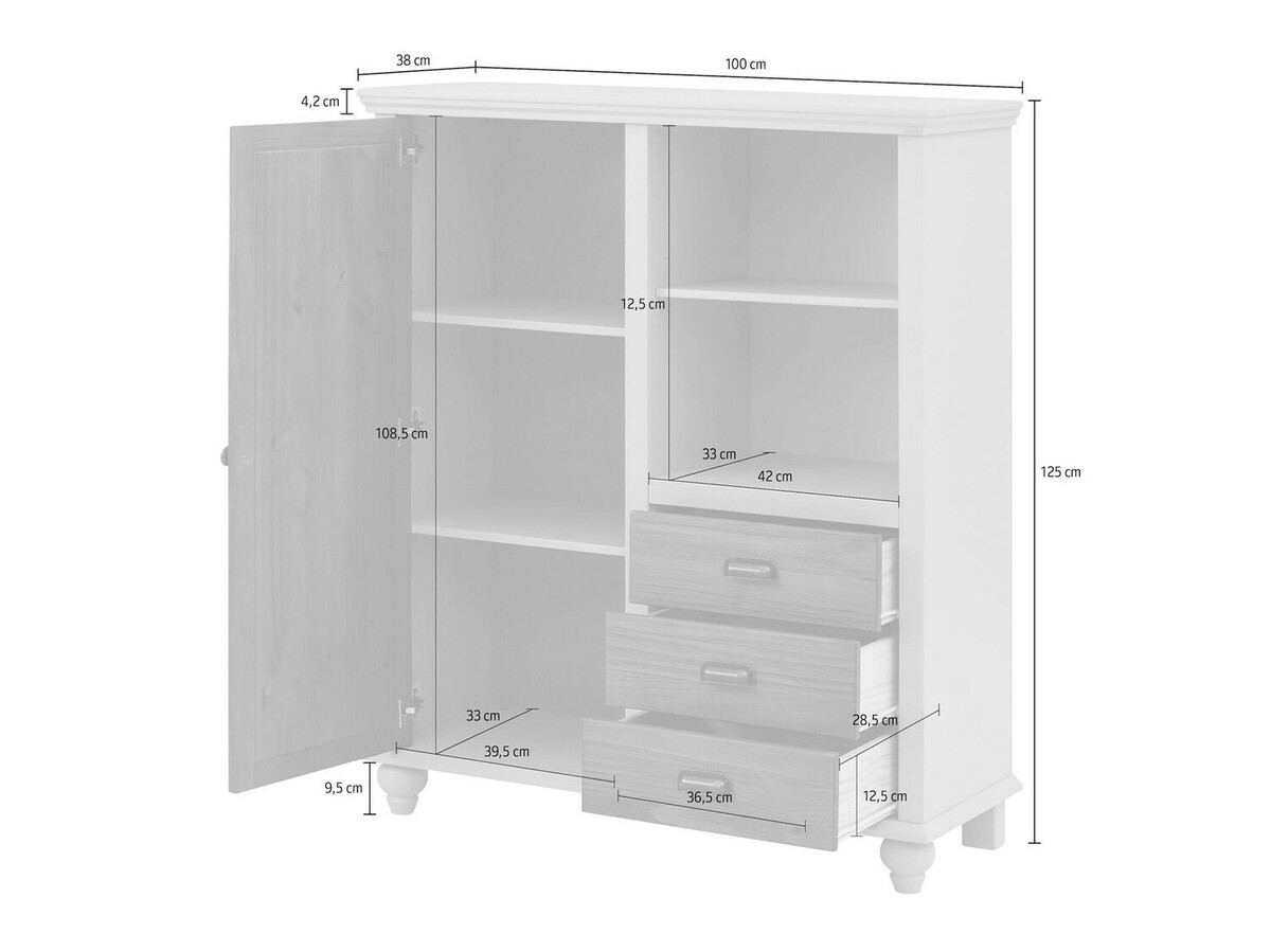 Kommode Tivmeri 103 (Grau + Braun)