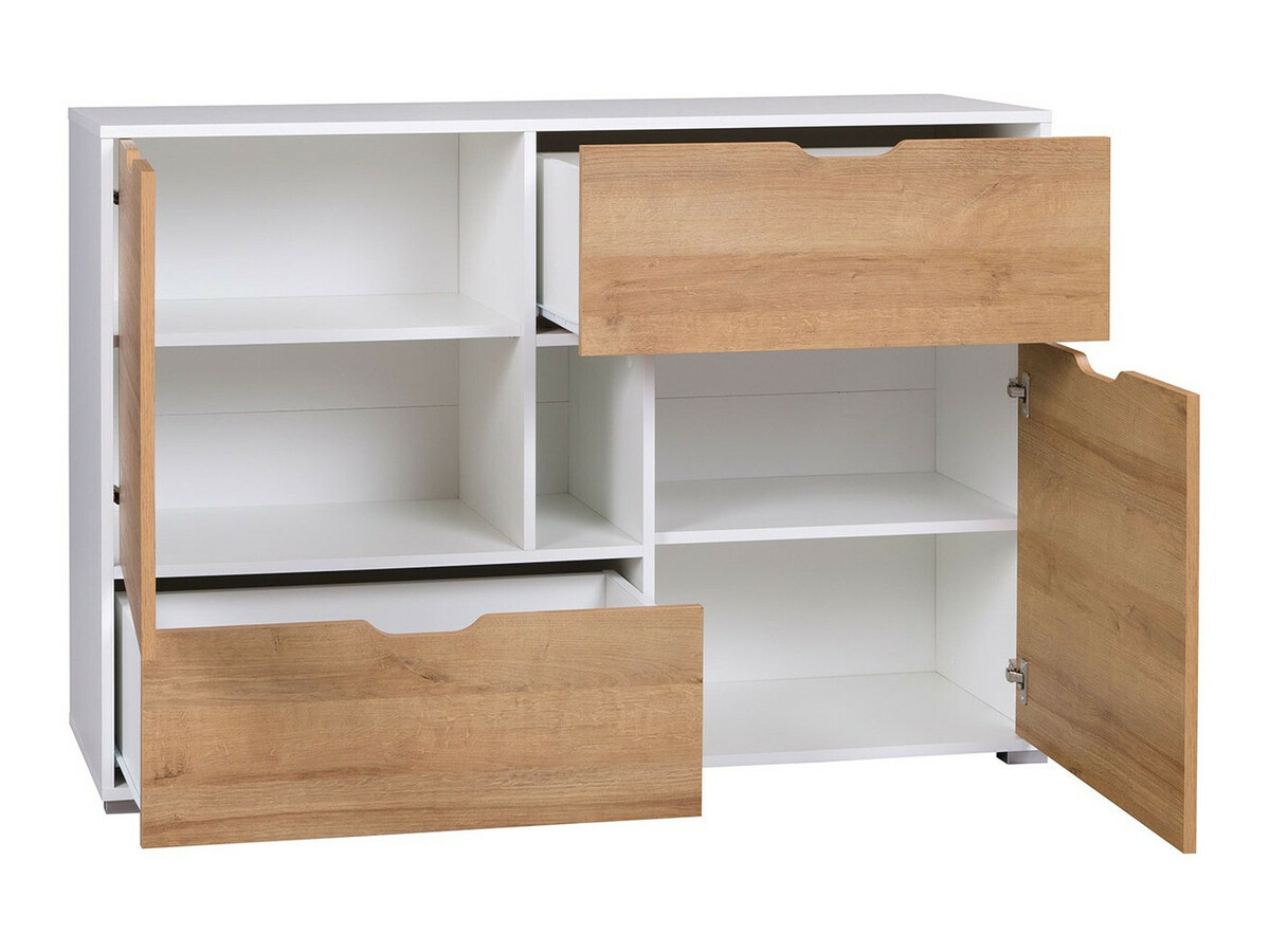 Möbel-Set Providence H121 (Weiss + Goldene Eichenholzoptik)