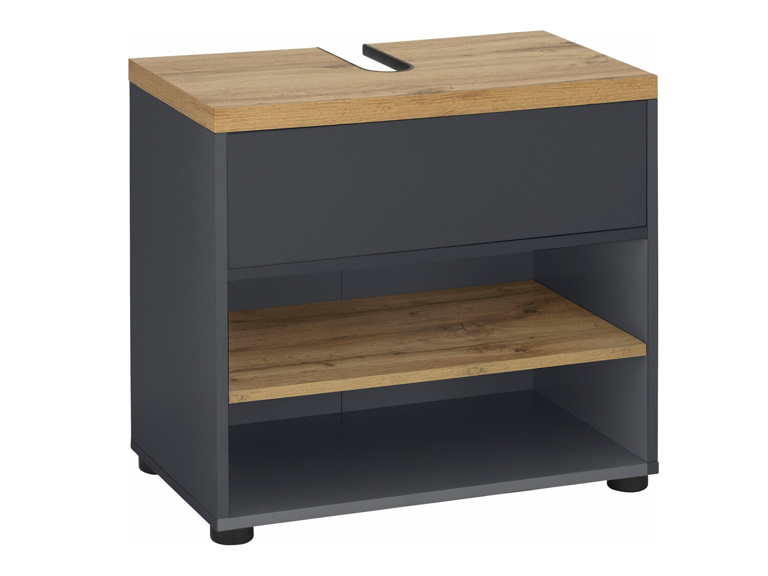 Stehender Badezimmerschrank für ein Waschbecken Denton 840 (Anthrazit + Eichenholzoptik)