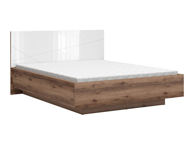 Bett Fivale 122 (Delano-Eiche dunkel + Weiss glänzend)