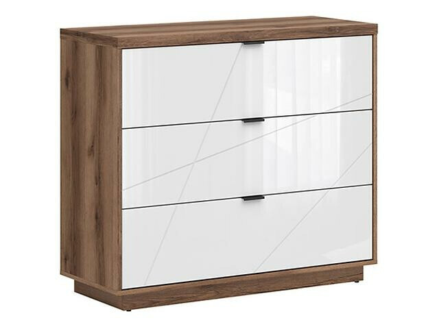 Kommoden Fivale 118 (Dunkle Delano-Eiche + Weiss glänzend)