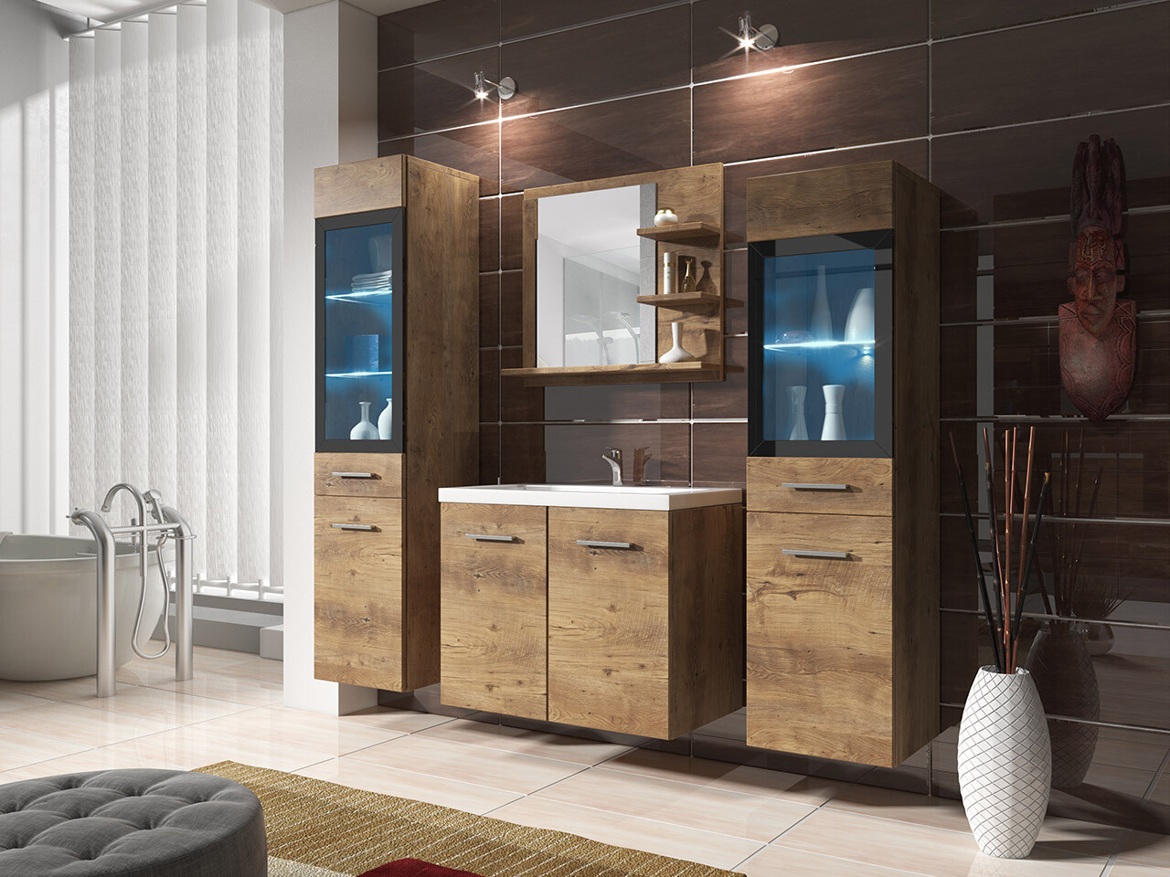 Badezimmer-Set Scientia IV (Kastanienholzoptik)