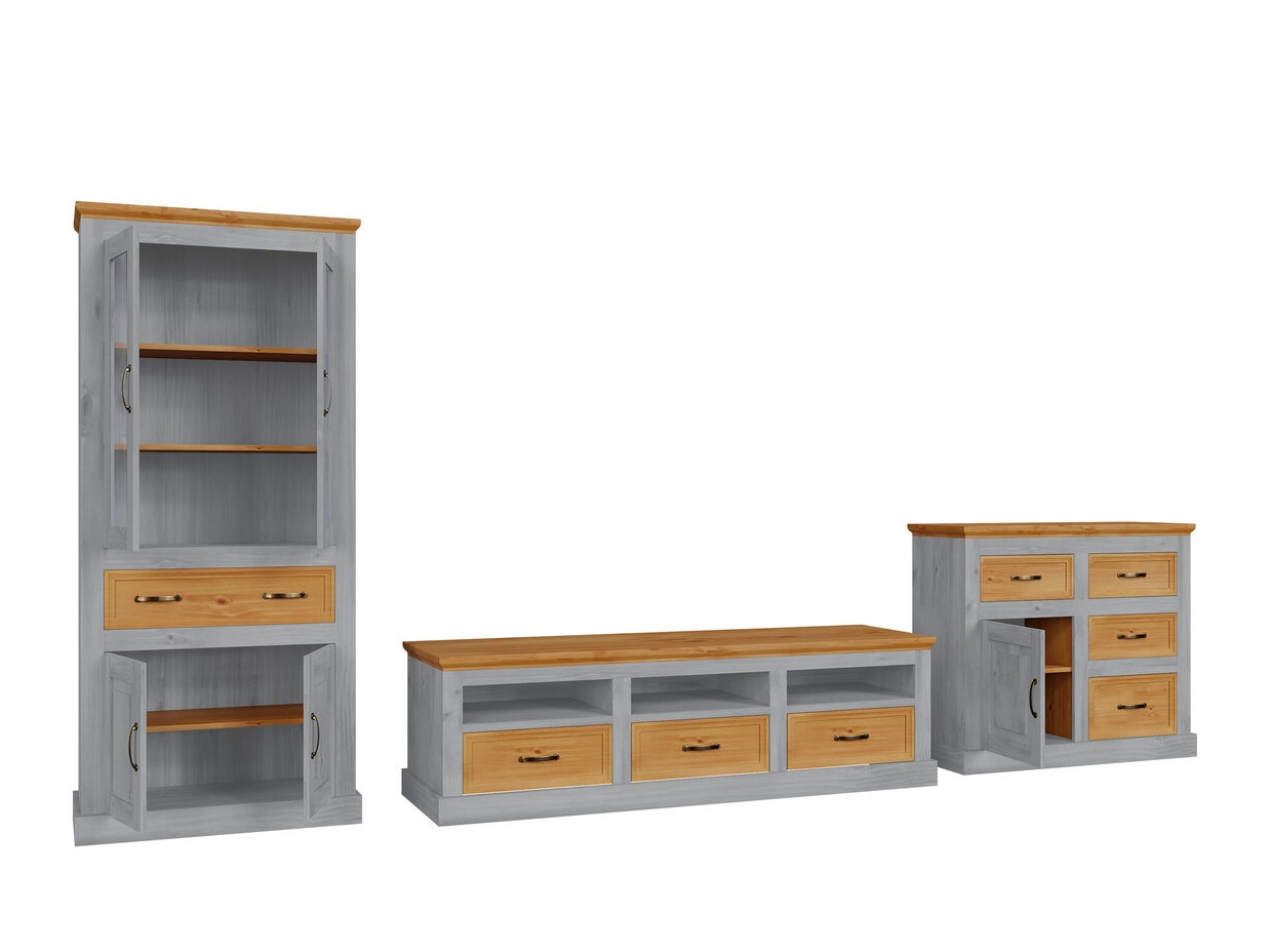 Wohnzimmer-Sets Tolelio 115 (Grau + Kiefernholzoptik)