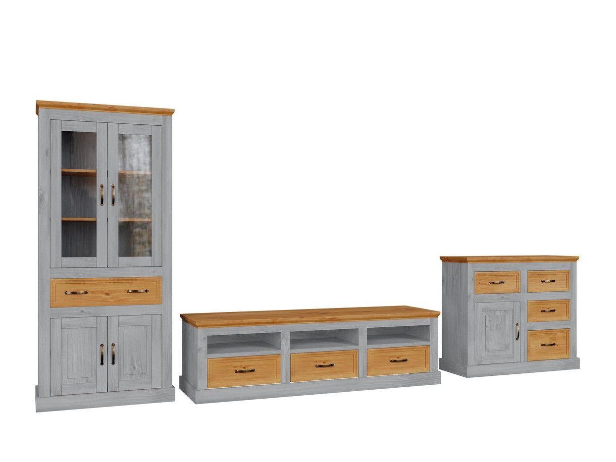 Wohnzimmer-Sets Tolelio 115 (Grau + Kiefernholzoptik)