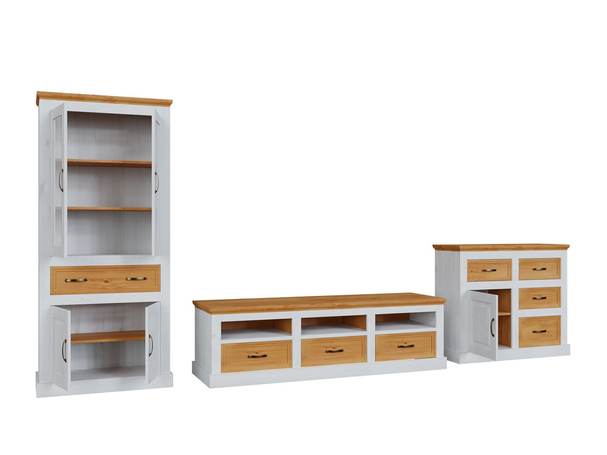 Wohnzimmer-Sets Tolelio 115 (Weiss + Kiefernholzoptik)