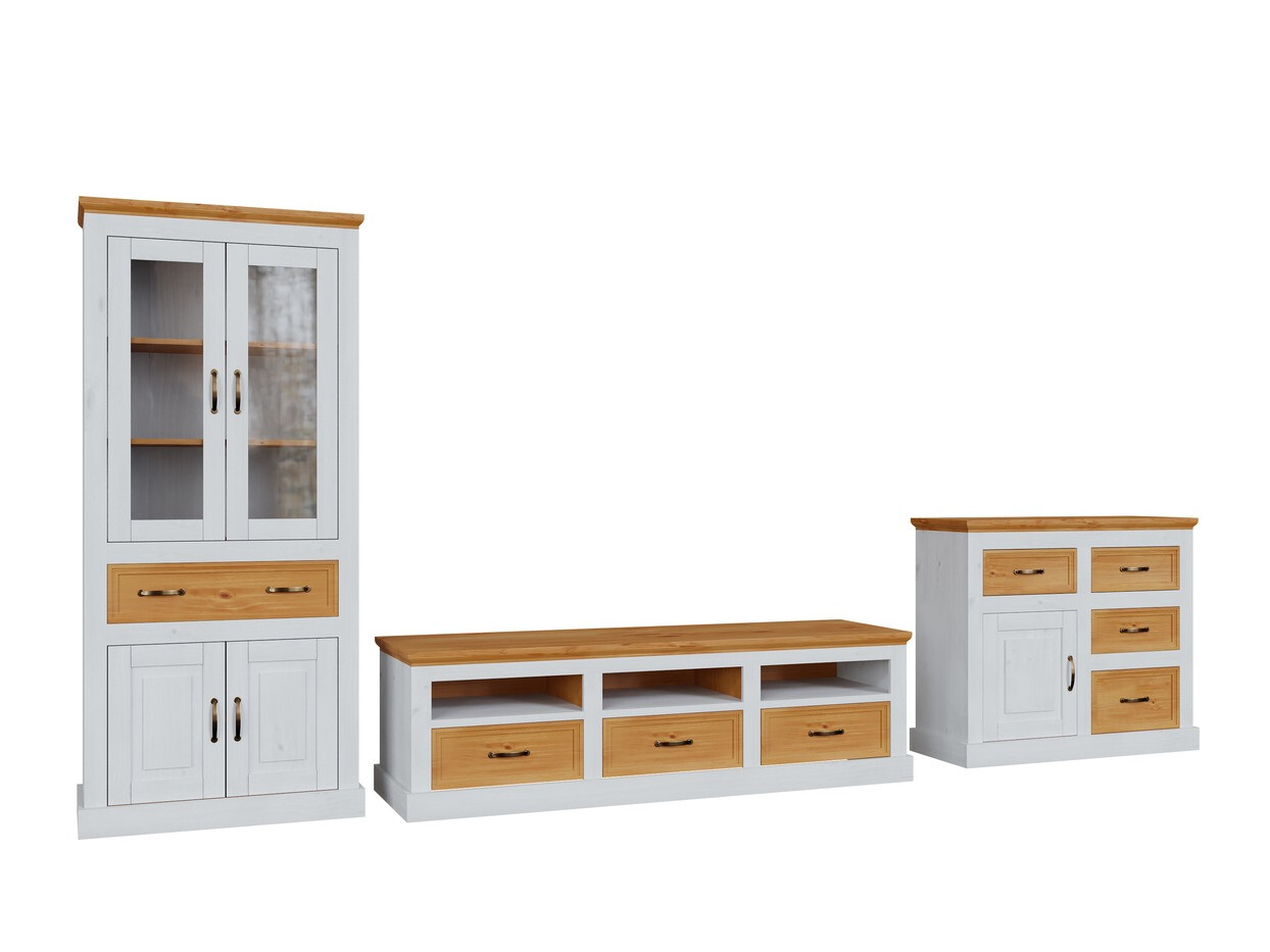 Wohnzimmer-Sets Tolelio 115 (Weiss + Kiefernholzoptik)