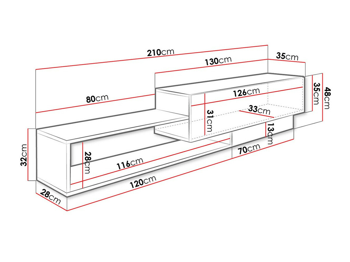 TV-Möbel Pinos (Weiss + Wotan Eiche)