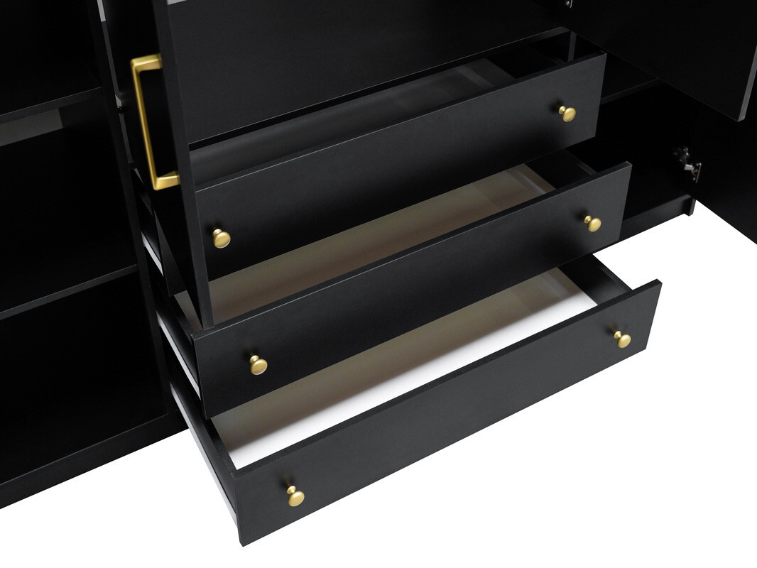 Kleiderschrank Musum I (Schwarz + Gold)