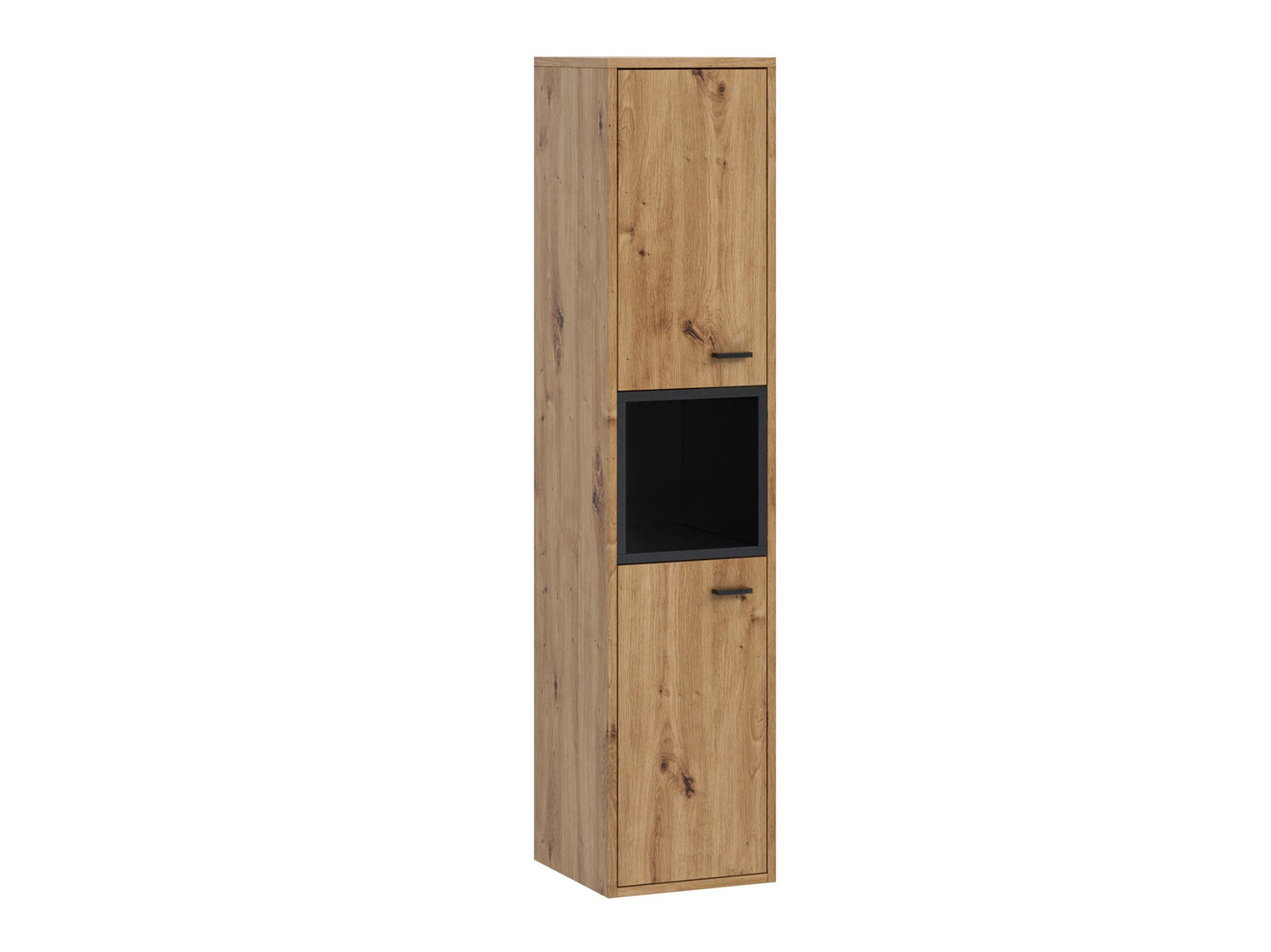 Wandhängeschrank für Badezimmer Velum (Schwarz + Artisan Eichenholzoptik)