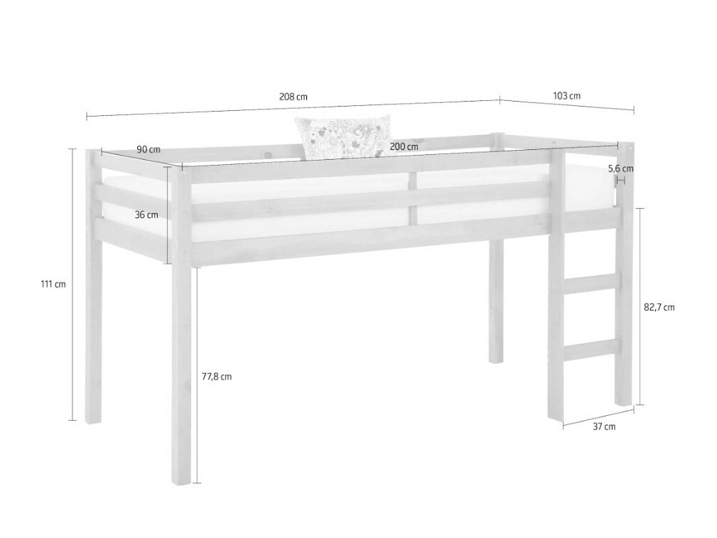 Hohes Bett Ruvfiva 101 (Grau)
