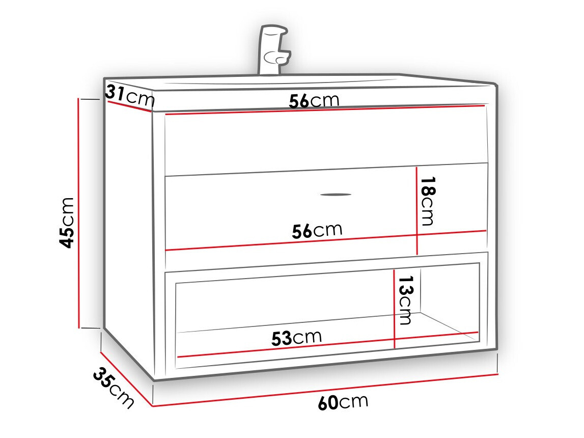Wandhängender Waschtischunterschrank Velum (Artisan-Eiche + Schwarz)