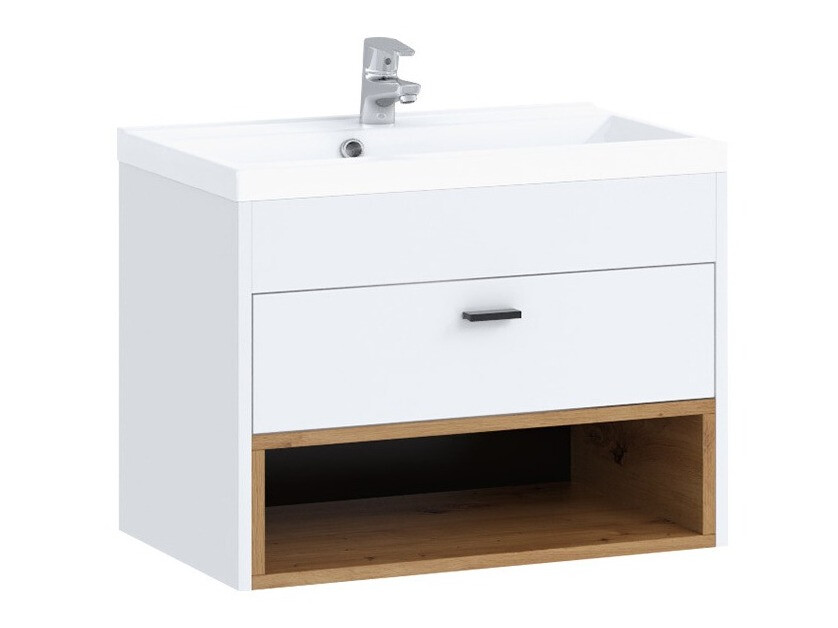 Wandhängender Waschtischunterschrank Velum (Weiss + Artisan-Eiche)