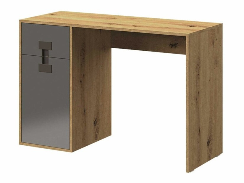Bürotisch Florevi 100 (Glanzgrau + Artisan-Eiche)