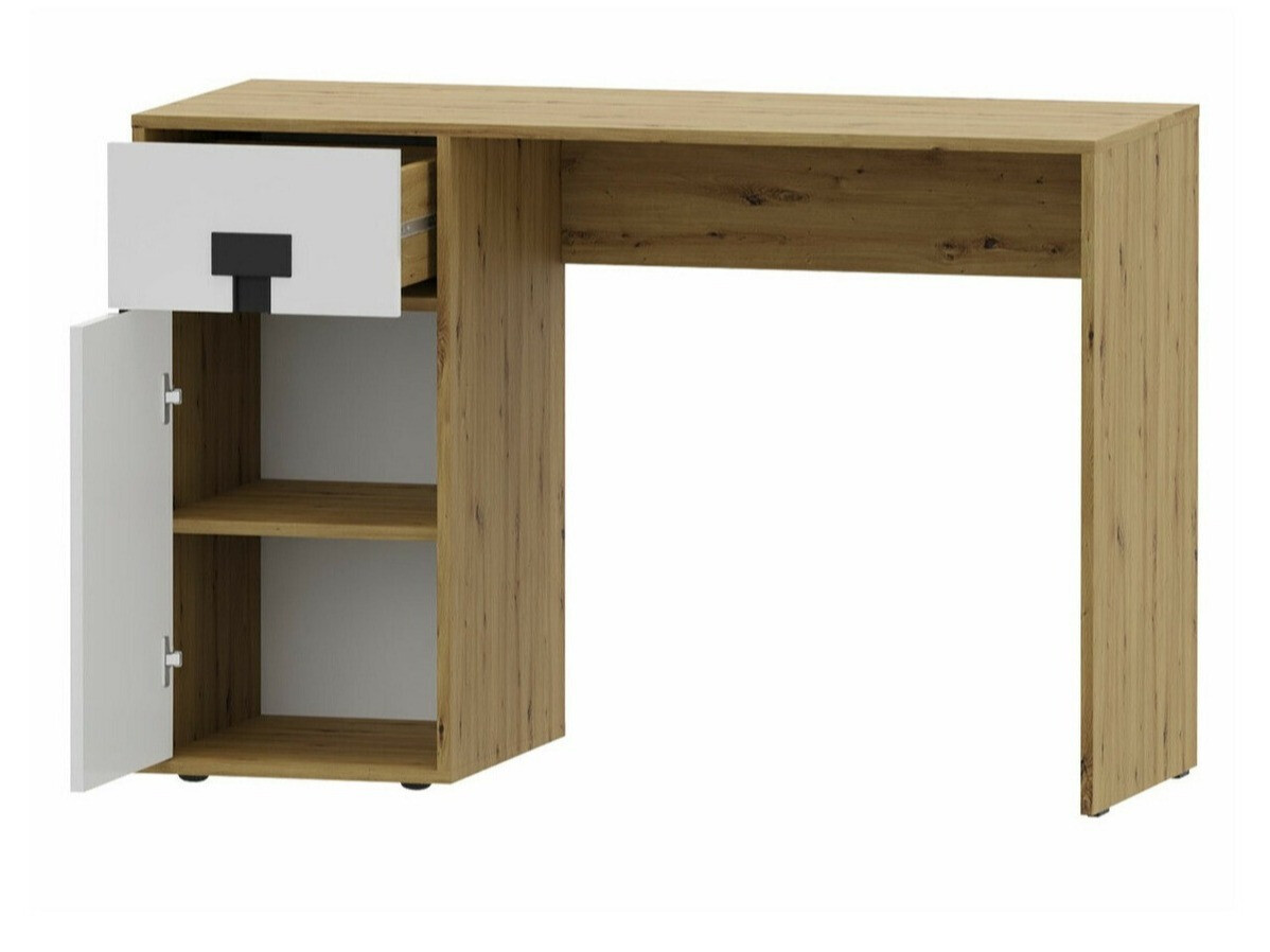 Bürotisch Florevi 100 (Glanzgrau + Artisan-Eiche)