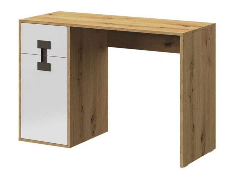 Bürotisch Florevi 100 (Weiss glänzend + Artisan-Eiche)
