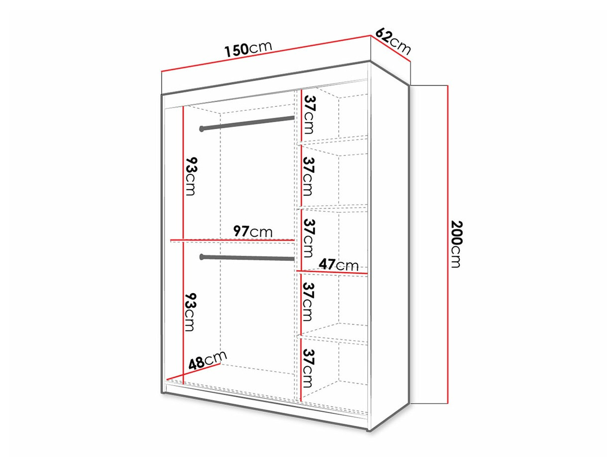 Kleiderschrank Hartford 311 (Weiss + Schwarz)