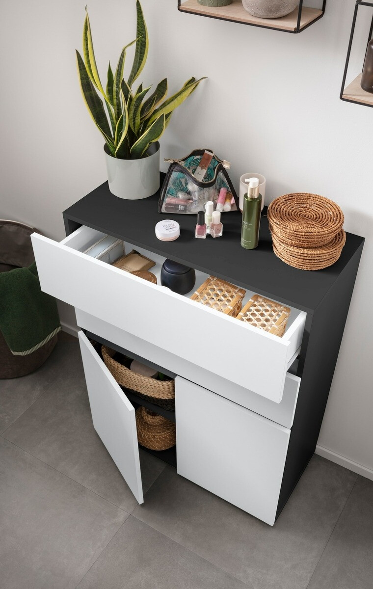 Stehender Badezimmerschrank Soncamu 101 (Weiss + Anthrazit)