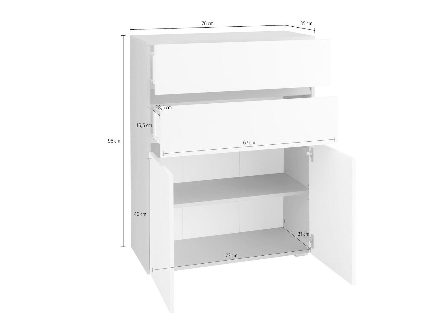 Stehender Badezimmerschrank Soncamu 101 (Weiss + Anthrazit)