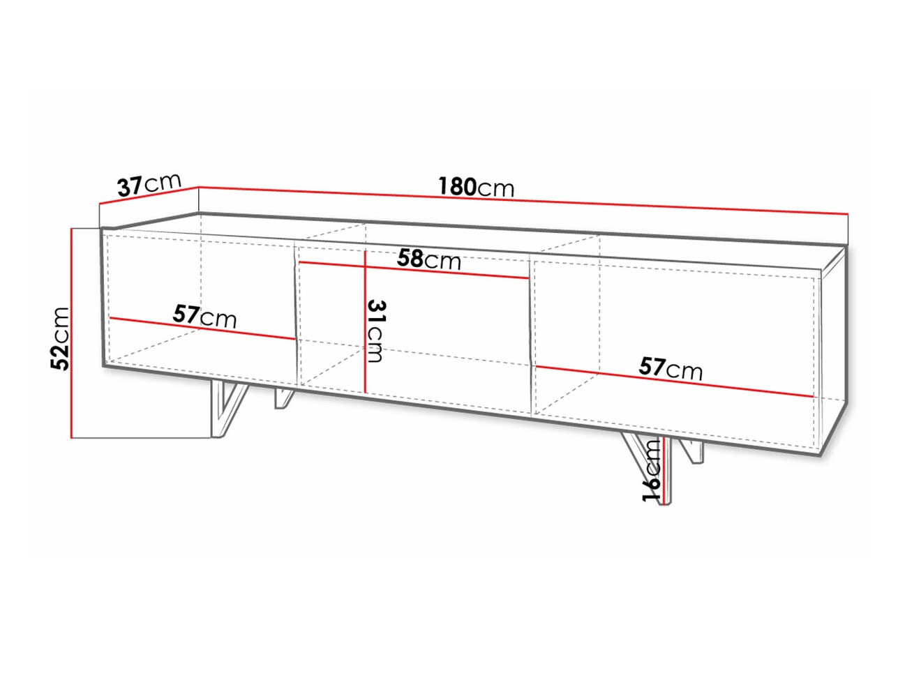 TV-Möbel Audis (Weiss + Weiss glänzend)