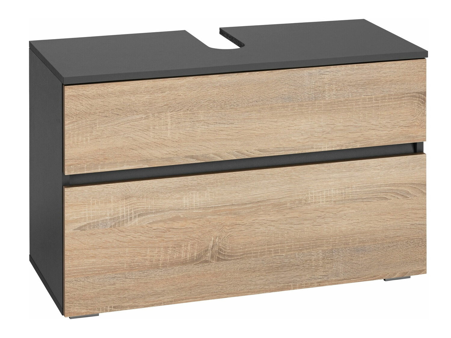 Stehender Badezimmerschrank für ein Waschbecken Soncamu 109 (Anthrazit + Eichenholzoptik)