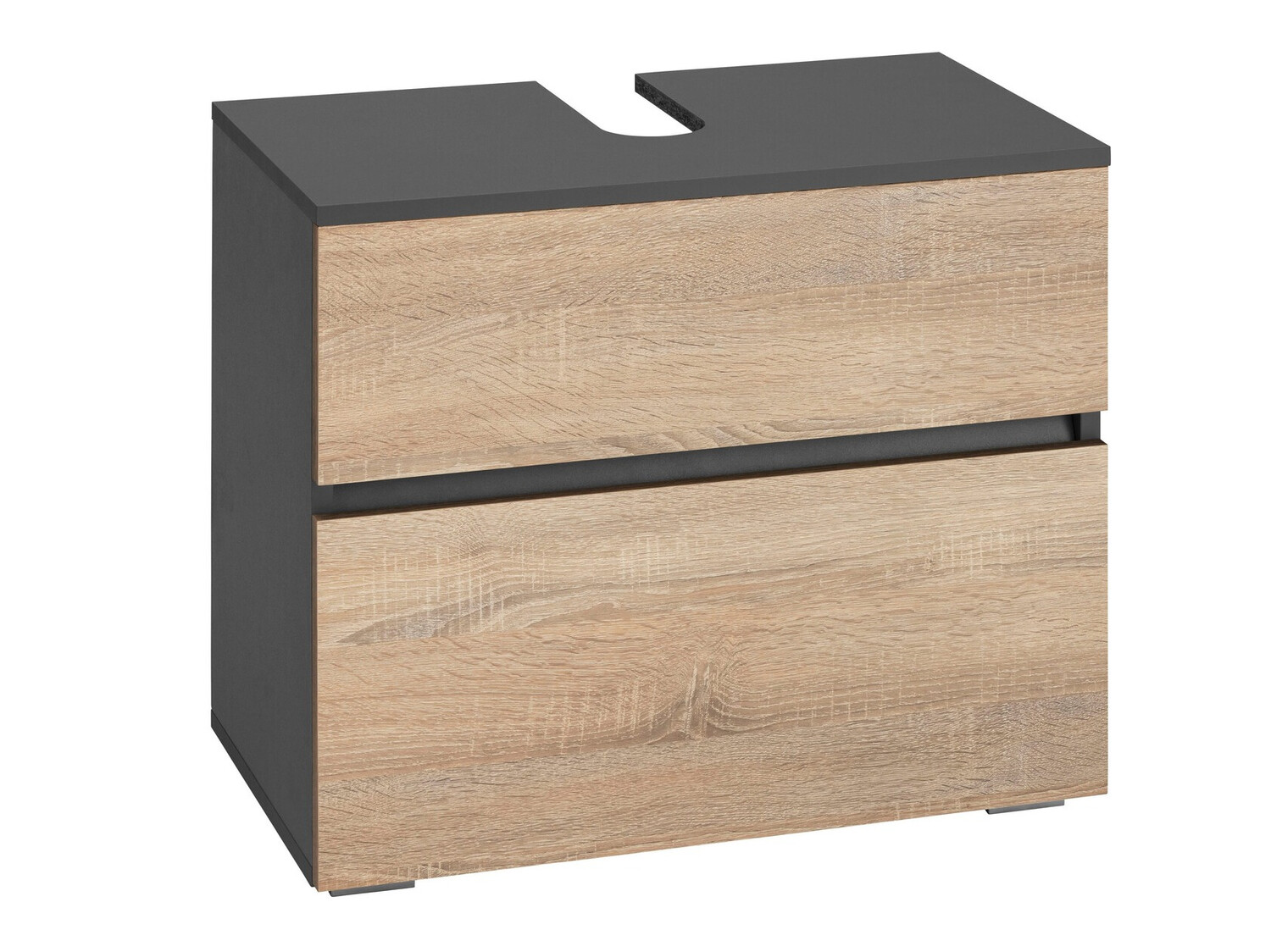 Stehender Badezimmerschrank für ein Waschbecken Soncamu 110 (Anthrazit + Eichenholzoptik)