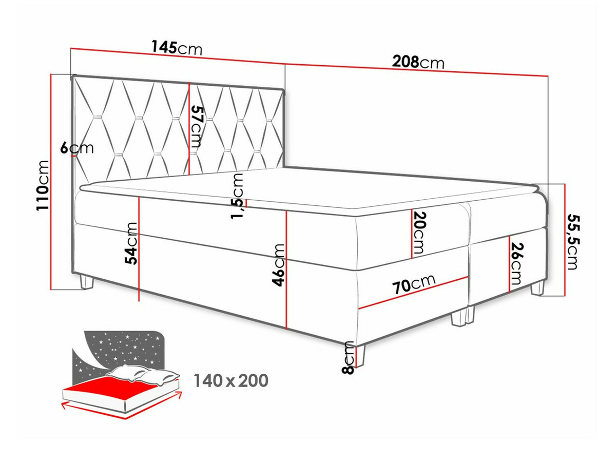 Boxspringbett Baltimore 176 (Fresh 33)