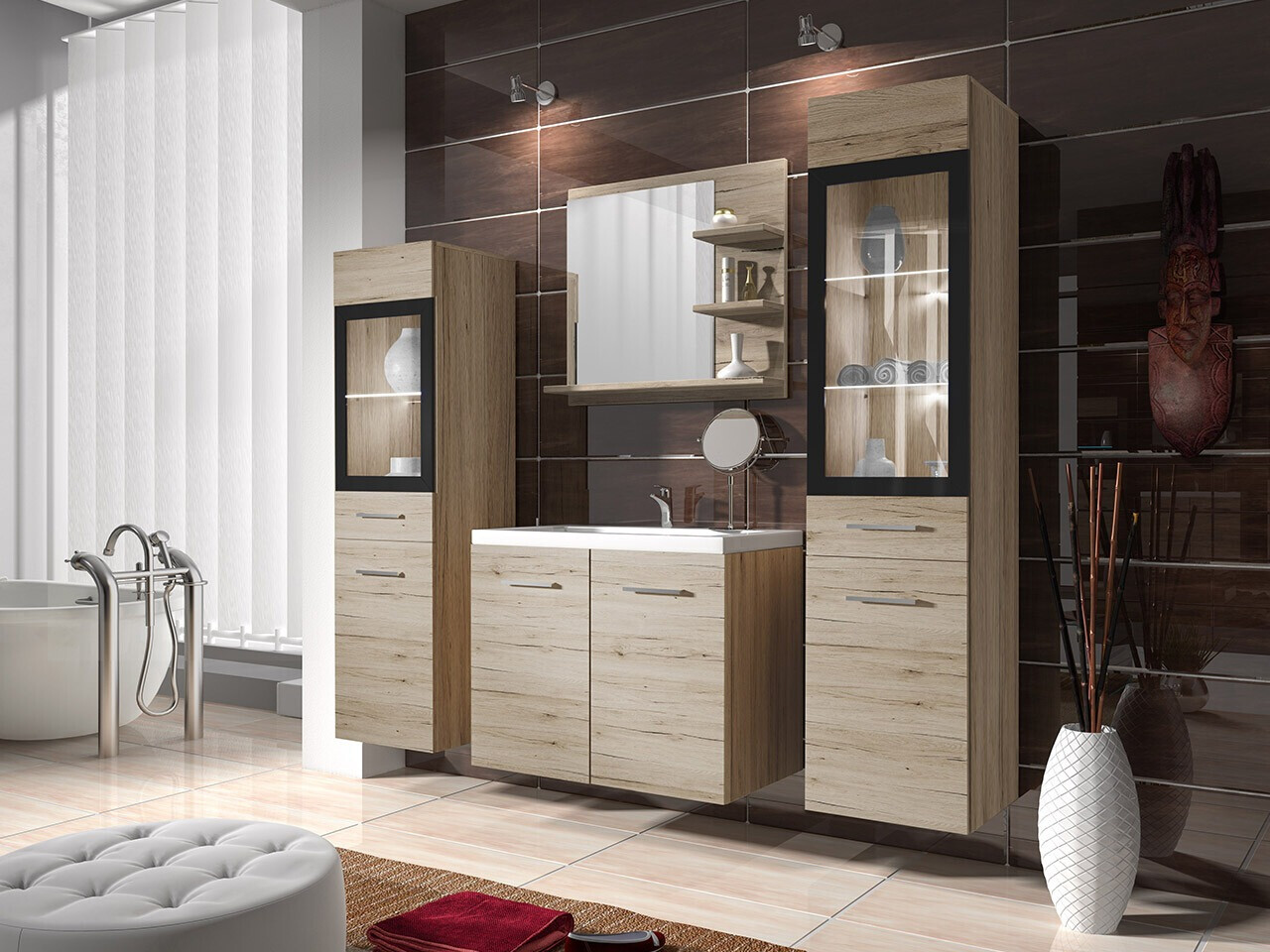 Badezimmer-Set Scientia IV (San Remo Eichenholzoptik)