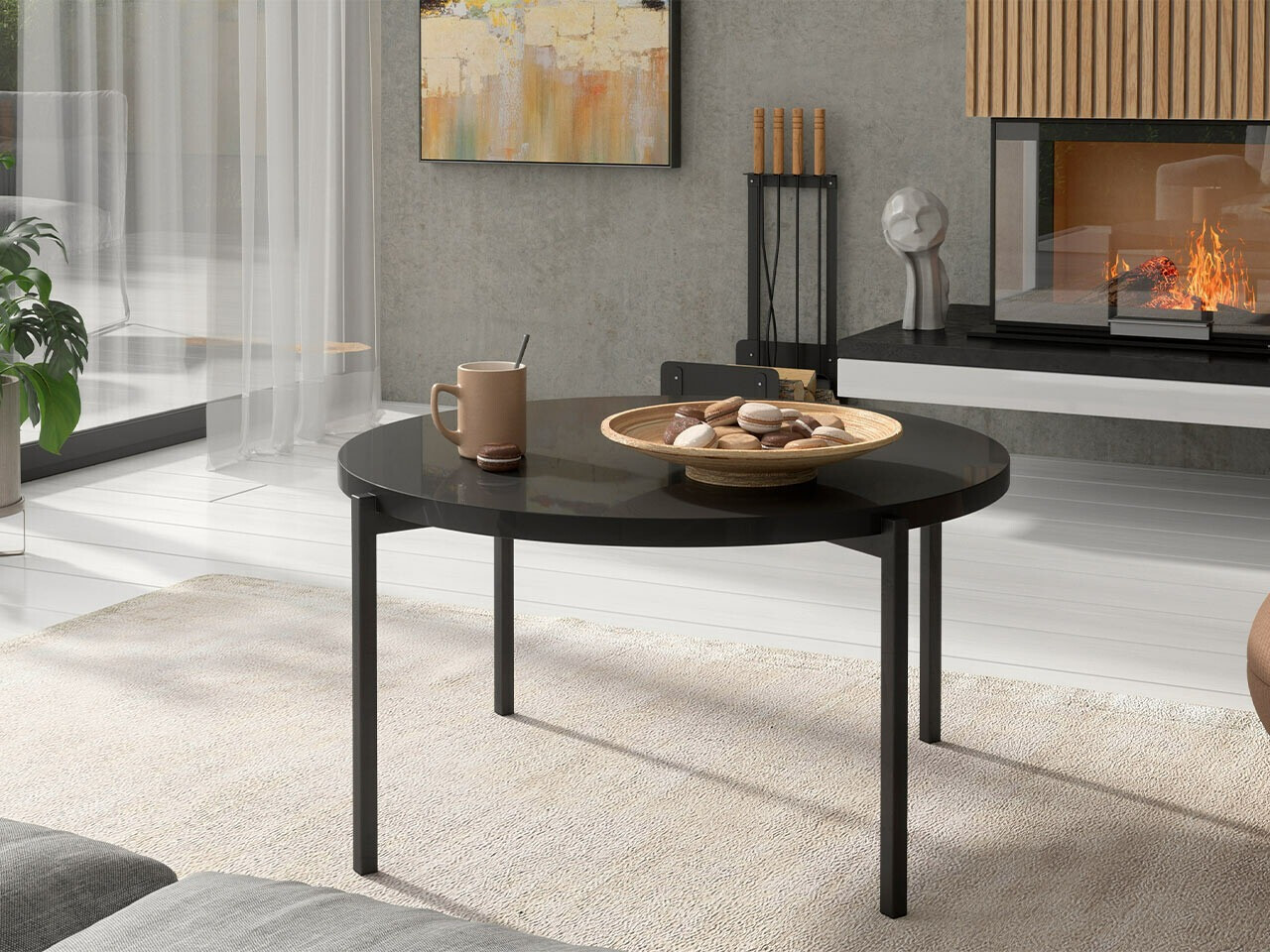 Couchtisch Providence 176 (Schwarz glänzend + Schwarz)